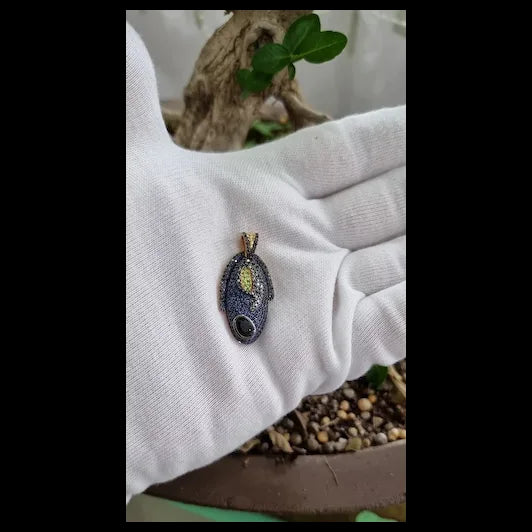 18k Gold Blue Tang Pendant with Diamonds, Sapphires and Tsavorites