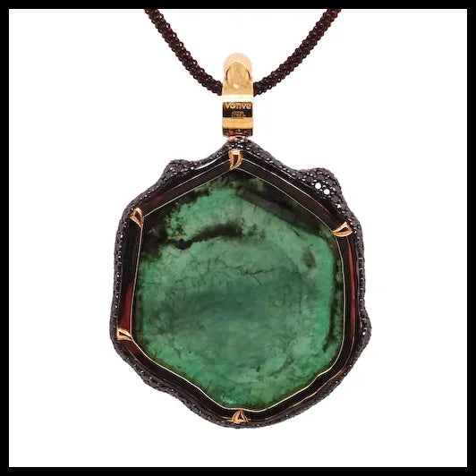 18K Gold Mirror-Mirror Pendant with Emeralds, Sapphires and Diamonds