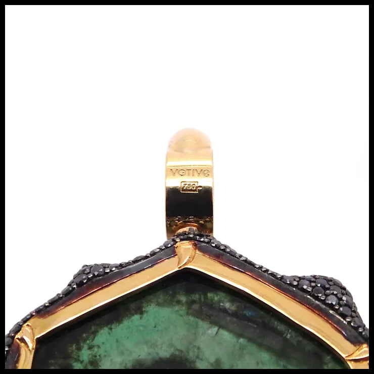 18K Gold Mirror-Mirror Pendant with Emeralds, Sapphires and Diamonds