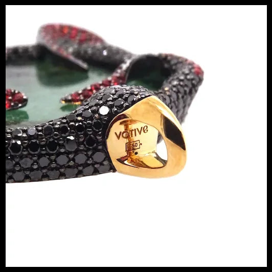 18K Gold Poison Ivy Pendant with Emeralds, Sapphires and Diamonds