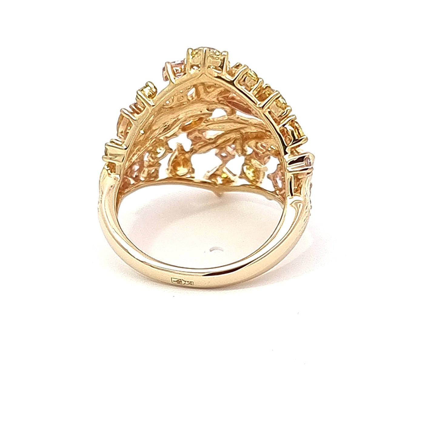 Unique Gold Ring With Fancy Shape and Fancy Colour Diamonds