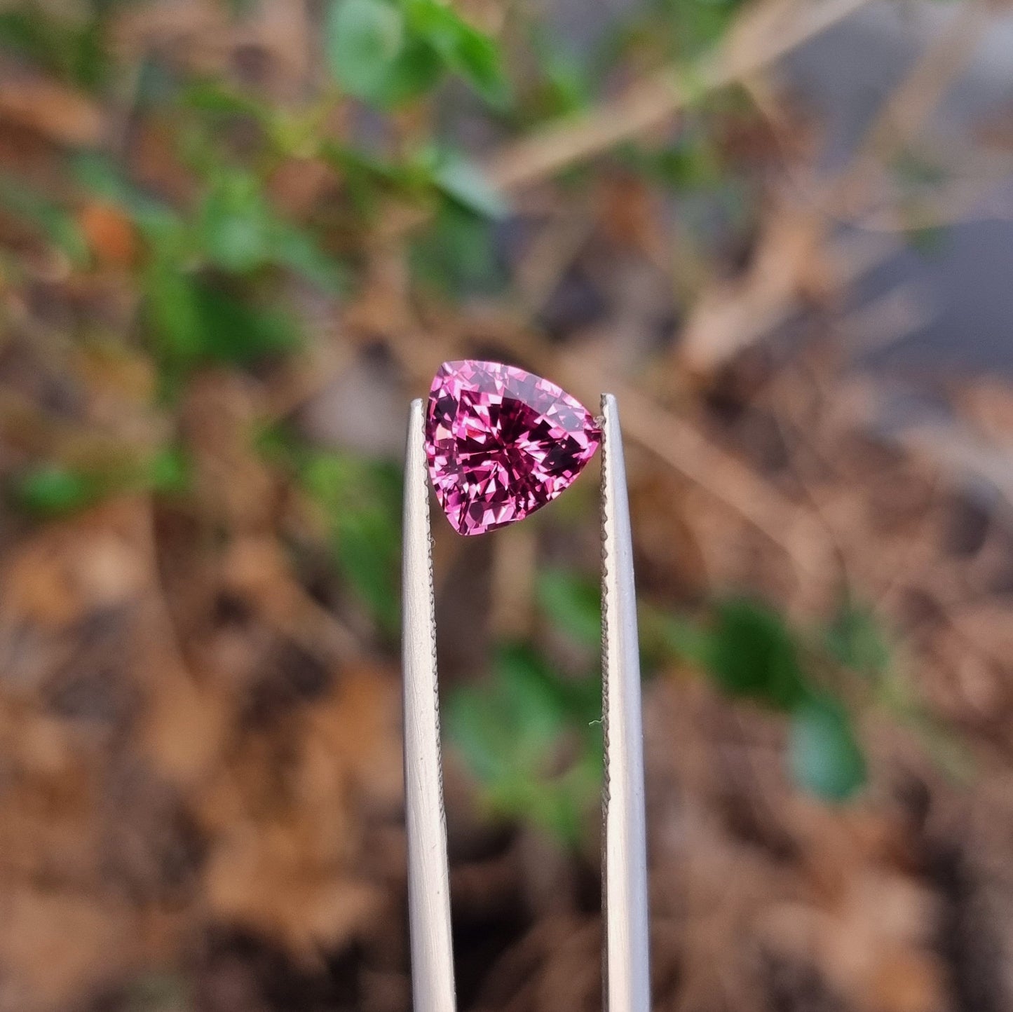 Certified 2.74 Rhodolite Garnet Precision Cut Trillion from Tanzania
