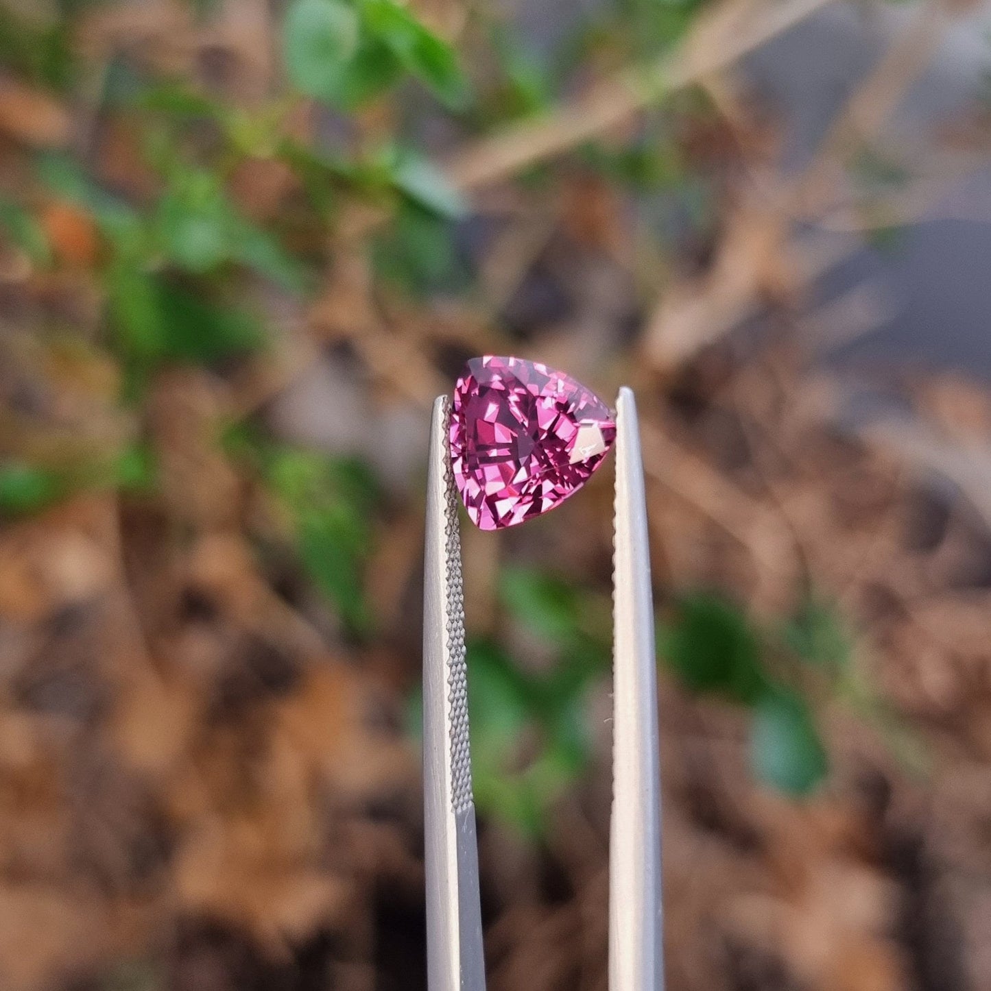 Certified 2.74 Rhodolite Garnet Precision Cut Trillion from Tanzania