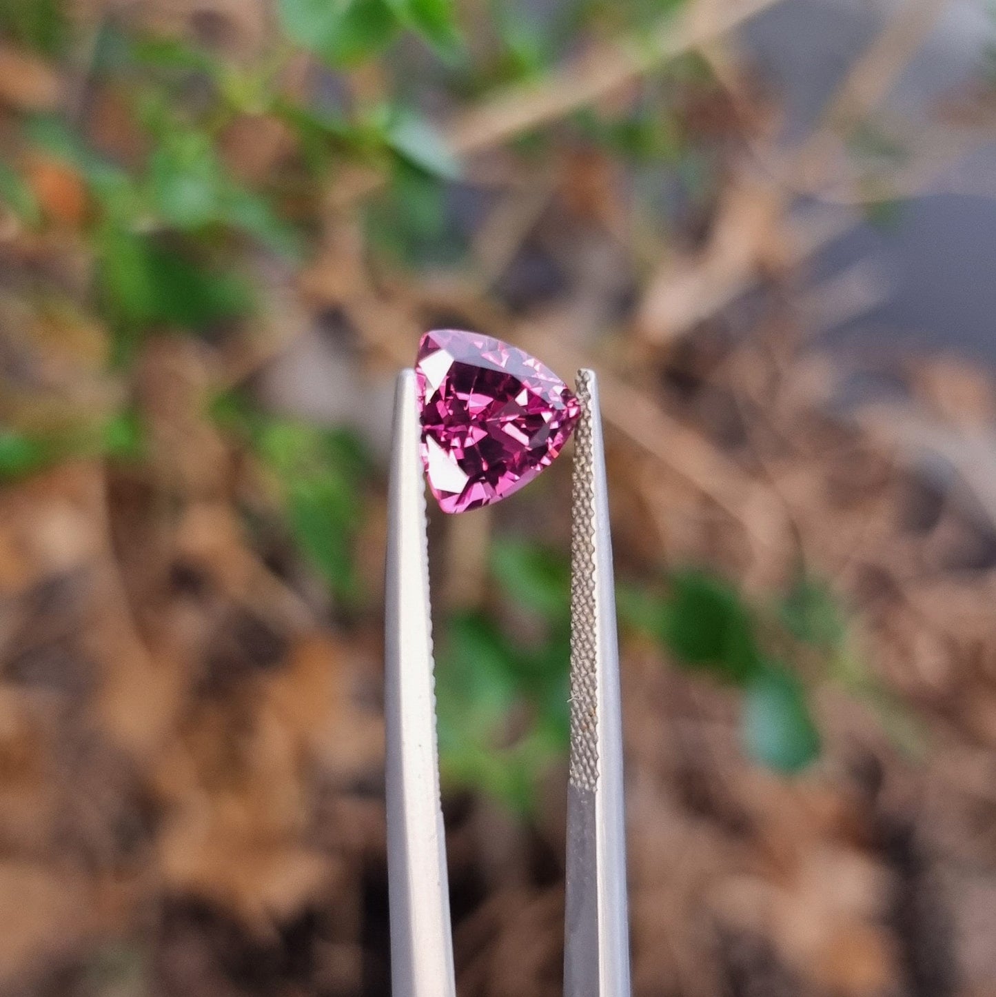 Certified 2.74 Rhodolite Garnet Precision Cut Trillion from Tanzania