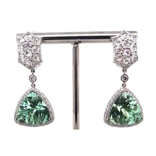 18K Gold Royal Mint Earrings with Diamonds, Tsavorites and Tourmalines