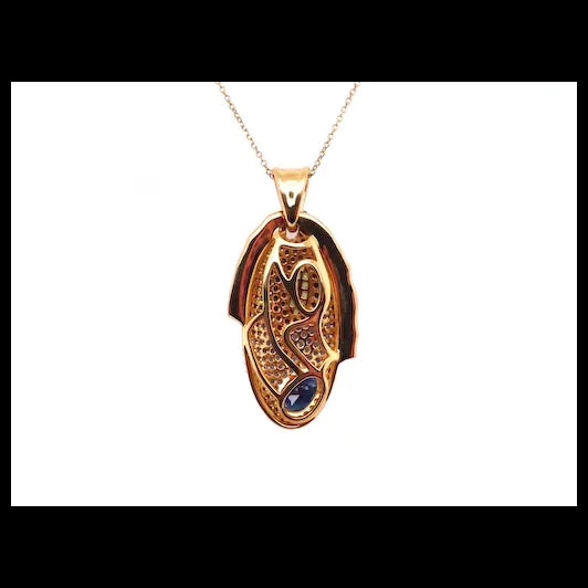 18k Gold Blue Tang Pendant with Diamonds, Sapphires and Tsavorites