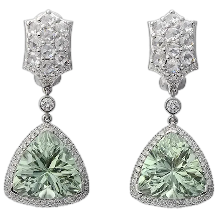 18K Gold Royal Mint Earrings with Diamonds, Tsavorites and Tourmalines