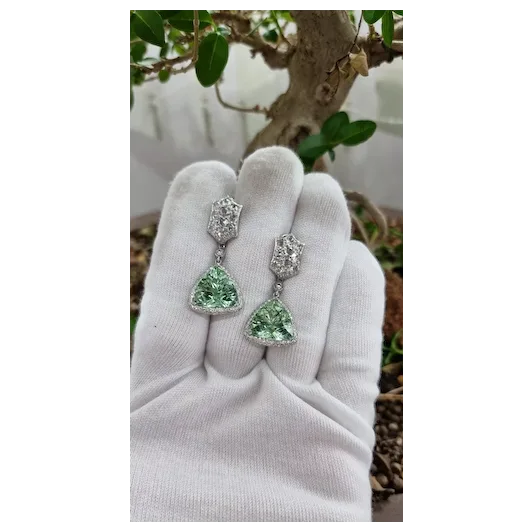 18K Gold Royal Mint Earrings with Diamonds, Tsavorites and Tourmalines
