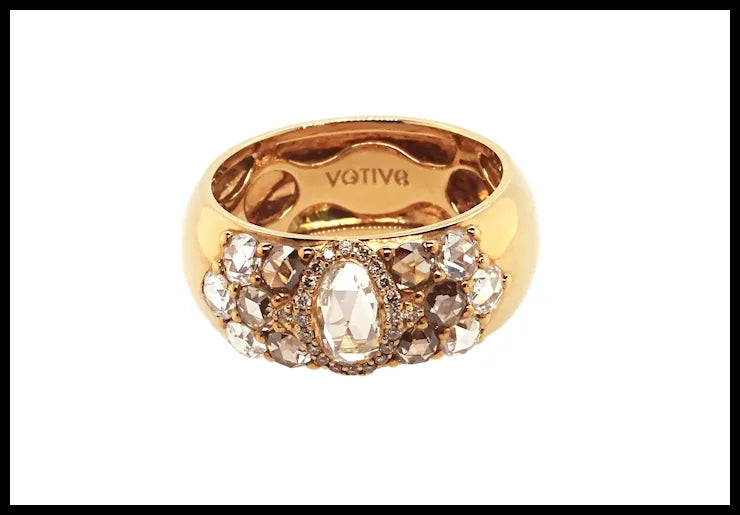 18K Gold A Touch of Alchemy Ring with White and Brown Diamonds