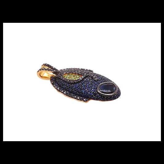 18k Gold Blue Tang Pendant with Diamonds, Sapphires and Tsavorites