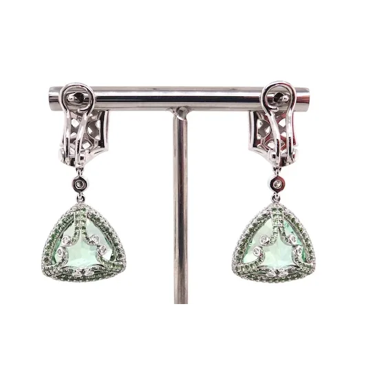 18K Gold Royal Mint Earrings with Diamonds, Tsavorites and Tourmalines