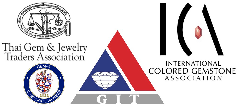 Casa Jewels memberships at Thai Gem and Jewelry Traders Association, International Colored Gemstone Association, Gem-A, Gemmological Institute of Thailand