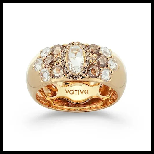 18K Gold A Touch of Alchemy Ring with White and Brown Diamonds
