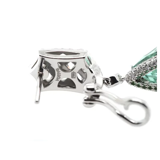 18K Gold Royal Mint Earrings with Diamonds, Tsavorites and Tourmalines