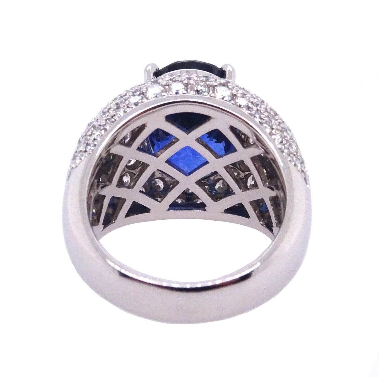 Platinum 900 Ring with Ceylon GRS Sapphire and Diamonds